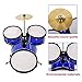Drum Set Kids Children's Junior Beginner Drum Kit with Cymbals Stands Stool Sticks Metallic Blue,Metallic Royal Blue, 3-Piece Set