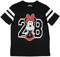 Disney Womens Minnie Mouse Varsity Football Tee (Black, Medium)