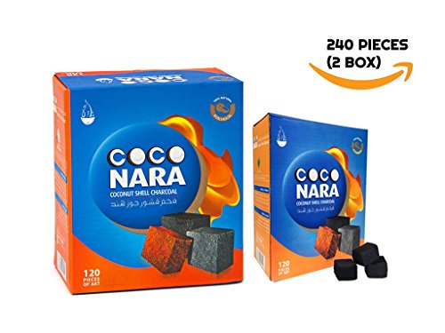 COCONARA 2 BOXES CHARCOAL- 100% Coconut Hookah Charcoal (120 PIECES in 1 box)- 2 BOXES