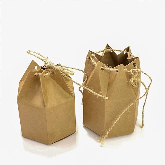 Decoracion Para Bodas Estilo Rustico Cuerda De Canamo Incluida Disponibles En Dos Tamanos Lote De 50 Cajitas Hexagonales De Cartulina Kraft Para Caramelos Hogar Y Cocina Aceautocare Net