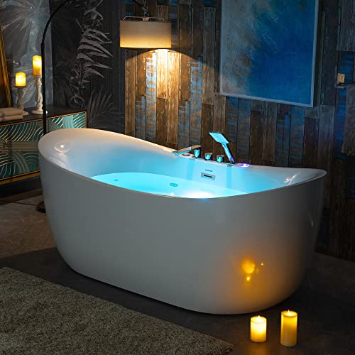 WOODBRIDGE 72"×35-3/8" Whirlpool & Air, Heated Soaking Bathtub with Faucet