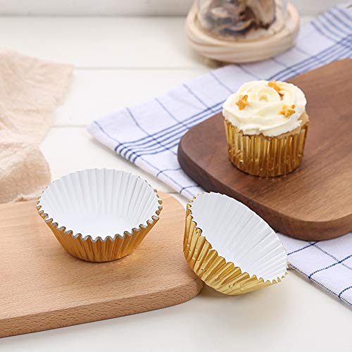 Gold Cupcake Liners,GOLF Standard Gold Foil Cupcake Liners Wrappers