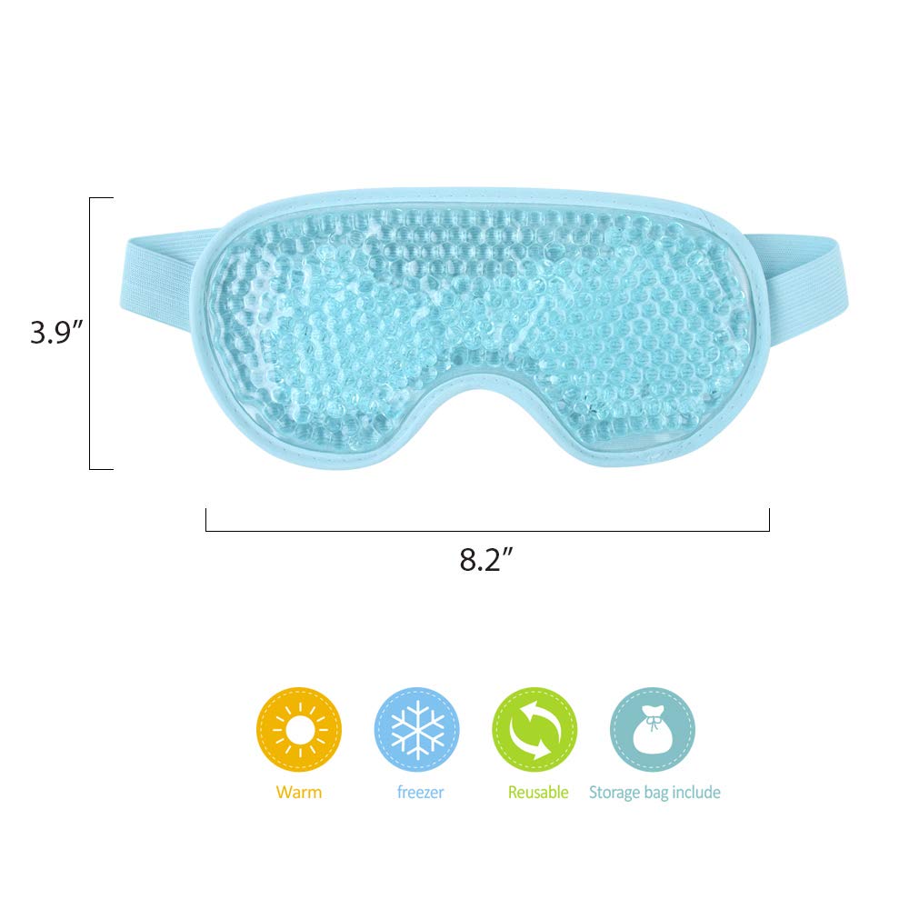 NEWGO®Cooling Eye Mask Gel Eye Mask for Puffiness Reusable Cold Eye Mask with Gel Bead for Hot Cold Therapy, Headache, Migraine, Stress Relief - Blue : Beauty