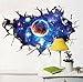 LiveGallery Removable PVC 3D Outer Space Planet Moon Earth Stars Wall Decals Home Art Decor Wall Decal for Kids Babys Children Bedroom Rooms Ceiling Living Room Nursery School