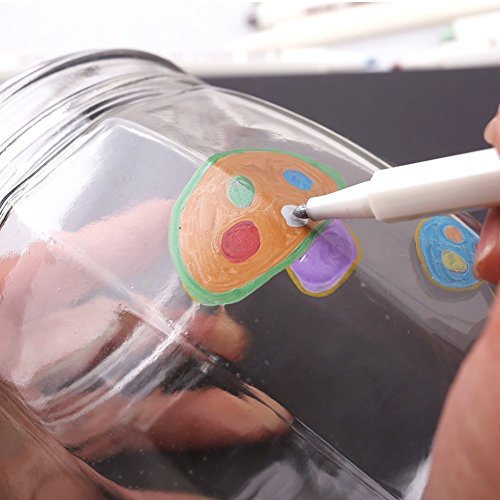 PuTwo Metallic Markers, 10 Assorted Colors Water Proof Metallic Paint Pen Metalic Marker Pens, Fine Tip Metallic Calligraphy Marker, Multi Surfaces Metallic Paint Marker for Rock, Glass, Cardstock