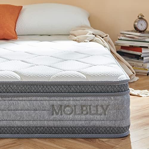 Molblly King Mattress, 14 Inch CoolingGel Memory Foam and Individually