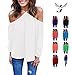 YunJey Women's Spaghetti Halter Off The Shoulder Blouse Long Sleeve Shirt Tops White