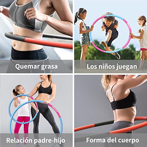 PROIRON Weighted Hula Hoop 0.95/1.2/1.8kg, Fitness Hula Hoop with Size 73-98cm Adjustable, Hula Hoop for Adults and Children