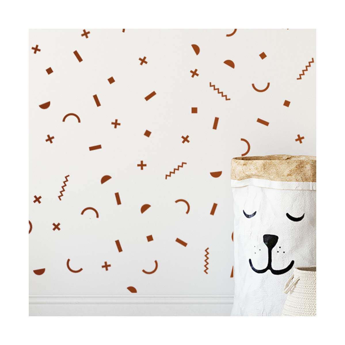 StickerDeen | Memphis Style Confetti Shape Decoration Removable Wall Art Vinyl Decal Stickers | (Pack of 60) (Copper Metallic)