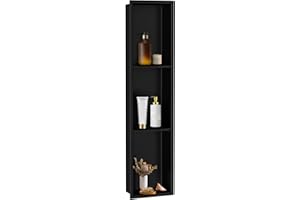 Greenspring Shower Niche for Shower Wall 36" X 8" Stainless Steel Shower Niche Matte Black No Tile Needed 3-Tier Recessed Niche for Bathroom Storage