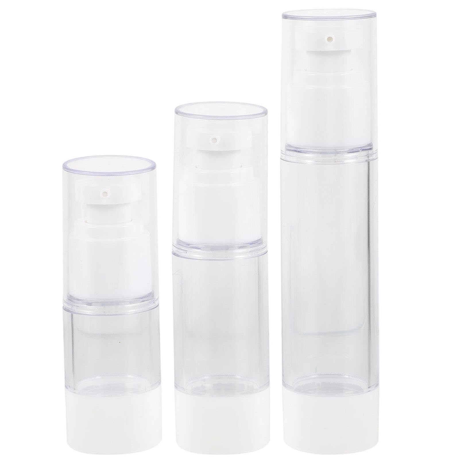 Lurrose 3PCS 15/30/50ml Airless Pump Bottles Press Pump Cosmetics Container Essence Cleanser Emulsion Storage Dispenser for Travel