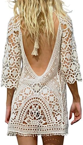 JOYEBUY Women’s Bathing Suit Beach Cover Up Crochet Lace Bikini Swimsuit Tunic Dress