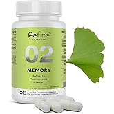 REFINE NATURALS 100% Natural | Brain Supplements for Memory and Focus | Memory Capsules with Ginkgo Biloba & Bacopa Monnieri 