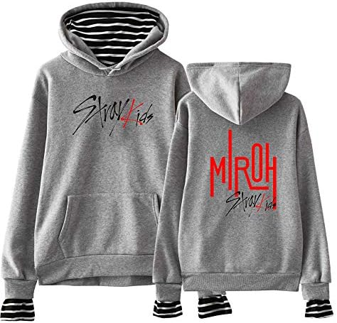 Kpop Stray Kids Fake Two Pieces Hoodies Stray Kids MIROH Album Hoodies Hip Hop Sweatshirt Signature Printed Pullover College Jumper Sweater BangChan Changbin Hyunjin Felix Seungmin Jeongin Jisung