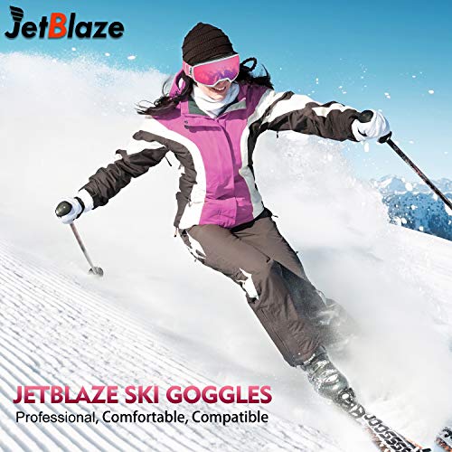 JetBlaze Ski Goggles, OTG Snowboard Goggles (Pink) - Thumbnail 6