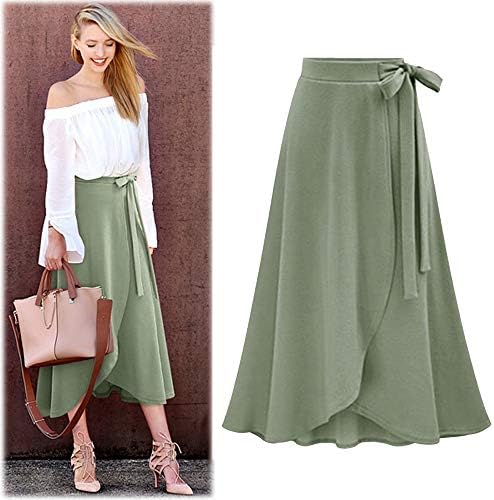 Women Skirt Sexy High Waist Wave Point Print Ruffle Irregular Hem Casual Fashion Frill Wrap Midi Skirt Dress Daoroka