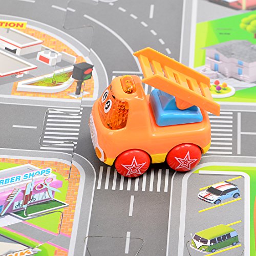 Kids Race Track Rugs Fcoson Carpet Play Mat Town Road Rug with Cars and Toys for Toddlers Boys Girls - Thumbnail 2