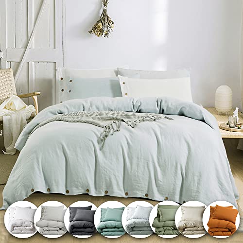 EVERLY Linen Duvet Cover Queen Size, 100 Stonewashed French Linen