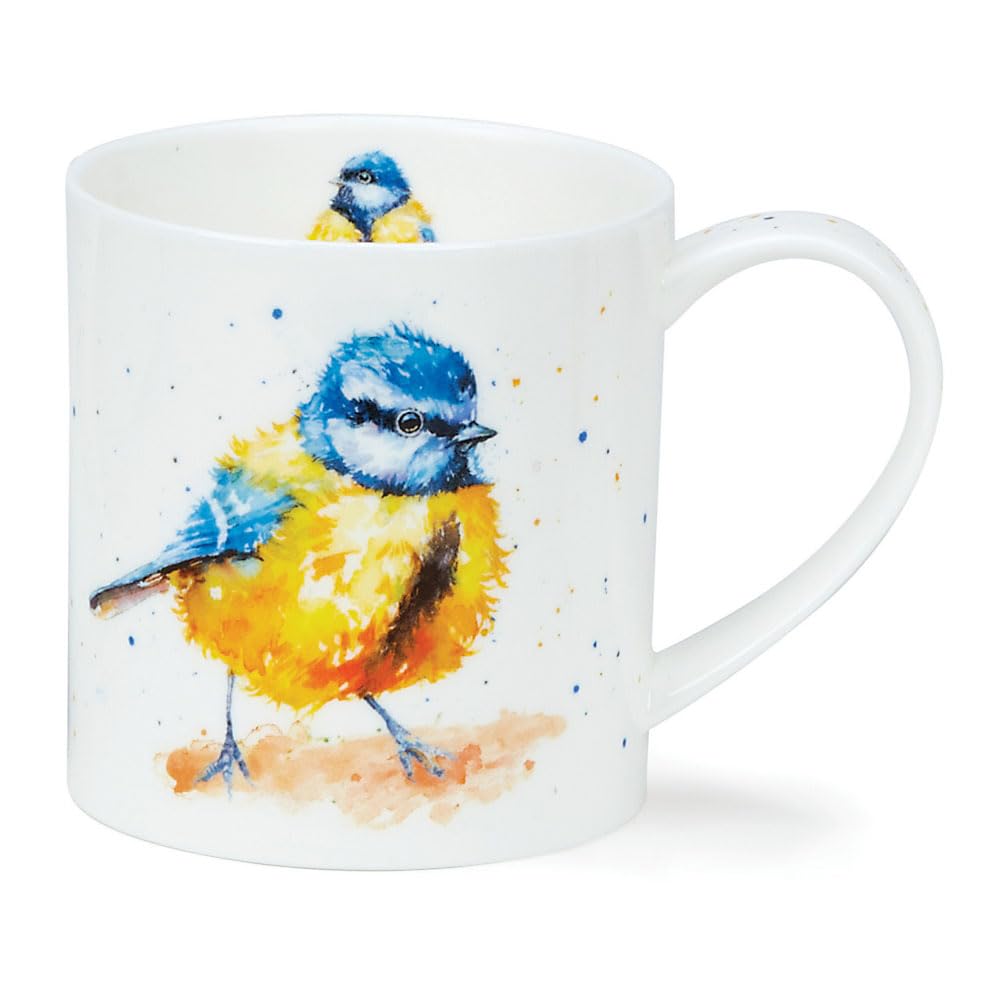 Dunoon OR-FLUF-BL Orkney Fluffy Feathers Blue Tit Bone China Mug - 0.32l