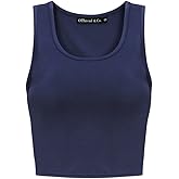OThread & Co. Women's Basic Crop Tops Stretchy Casual Scoop Neck Sleeveless Crop Tank Top