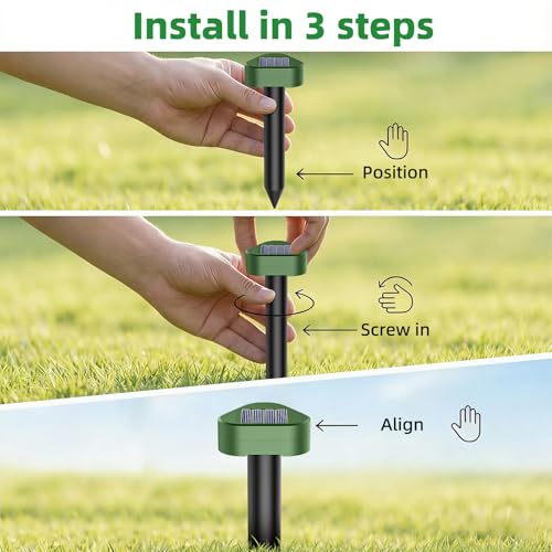 Solar Ultrasónico Ahuyentador de Topos 8 Piezas, Impermeable Repelente para Ratas Ultrasónico Solar Se Utiliza para Repeler Topos, Topillos, Serpientes y Lagartos Protege el Césped y Los Jardines