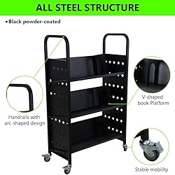 Trailblaze 3-Layer Book Cart, V-Shaped Single-Sided