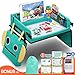 Travel Tray, 2 in 1 Robot Bag Kids Travel Tray with Large Capacity 17 Pockets - Detachable iPad Holder & PVC Dry Erase Board Car Seat Tray Bonus 5 Educational Drawing Papers and 6 Color Pen