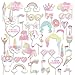 40PCS Photo Booth Props - Rainbow Birthday Party Supplies Decorations
