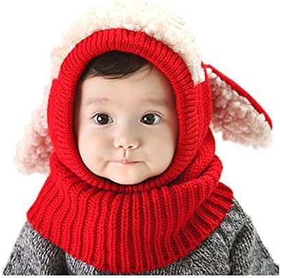 ZEYI Winter Baby Girl Boy Hat and Scarf Joint with Dog Style Crochet Knitted Caps