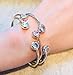 ISAACSONG.DESIGN Rose Gold Silver Tone Cuff Bangle Bracelet Zirconia Crystal Stone Jewelry for Women (Rose Gold)