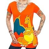 Pokemon Charizard Juniors Orange V-Neck T-Shirt