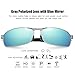 ZHILE Rectangular Polarized Sunglasses Al-Mg Alloy Temple Spring Hinge UV400 (Silver, Blue mirrored)