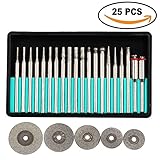 ZFE 25Pcs Diamond coated rotary burr point & cutting cut off wheel blades disc Set
