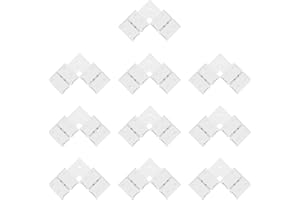 VIPMOON L-Shape 2 Pin 8mm LED Strip Light Connector 10 Pack 2 Conductor Connector Solderless Snap Down Quick Splitter Right Angle Corner 90° Degree for 8mm Wide 2835 3528 Single Color Light Strip