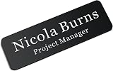 EDSG Personalised Name Badges 1x3in Magnetic Engraved Tags Black Design 1