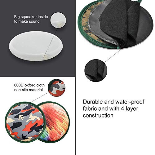 DLDER Dog Flying Discs, Squeaky & Floating Flyer Toys Pack of 2 Interactive Frisbee (Camouflage + Colored Feather Pattern) - Thumbnail 5