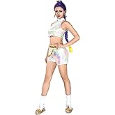 OSIAS Women Rumi Cosplay Costume White Stage Outfit with Dazzling Laser Design