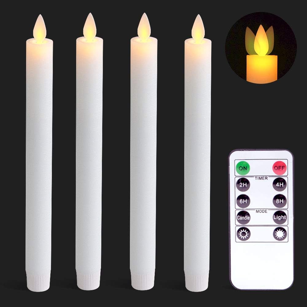 Wax Drip 5pcs of LED taper candles Warm White Light PushActivated