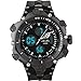 Readeel Stylish Silicone Sports Military Watch Black Band Blue LED Light Men Wrist Watch Silver