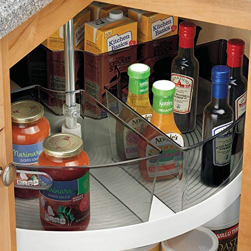 mDesign Kitchen Plastic Lazy Susan Storage Organizer Bins with