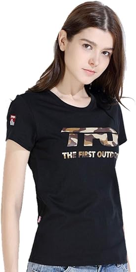 Amazon The First Outdoor 迷彩 ロゴ 黒 ｔシャツ レディース S Xxl 半袖 透湿 春 夏 アウトドアウエア Tfo Tシャツ カットソー 通販