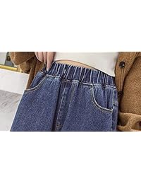 Pantalones vaqueros para dama, elásticos, de cintura alta, rectos y anchos