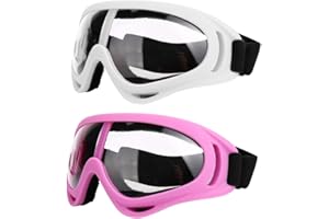 LJDJ Motorcycle Goggles - Glasses Set of 2 - Dirt Bike ATV Motocross Anti-UV Adjustable Riding Offroad Protective Combat Tactical Military Goggles for Men Women Kids Youth Adult