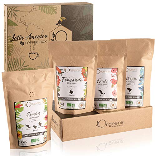 ORIGEENS GEMAHLENER KAFFEE BIO PROBIERSET | Kaffee Probierset, 4x250g, Traditionelle Röstung | BIO Kaffee gemahlen…