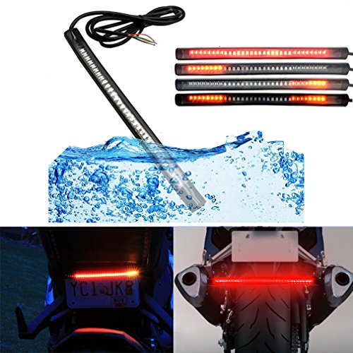 Qiorange 8" Universal Fit 48-SMD LED Tail Brake, L/R Turn Signal Light Strip For Motorcycle Bike ATV UTV, etc (48 LED)