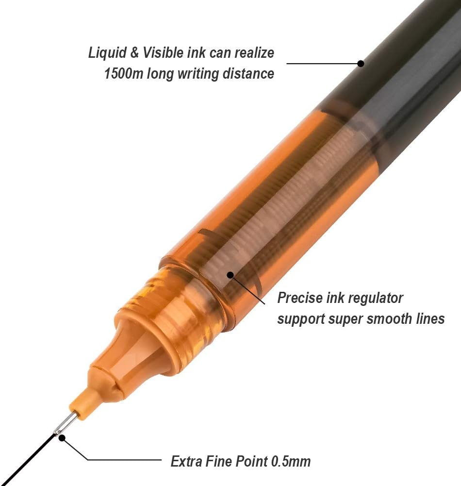 Writech Rolling Ball Pens Quick Dry Ink 0.5 mm Extra Fine Point Pens 10 Pcs Liquid Ink Pen Rollerball Pens Vintage Color: Office Products