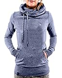ZANZEA Women's Cotton High Collar Hoodies Long Sleeve Sweatshirt Pullover Coat