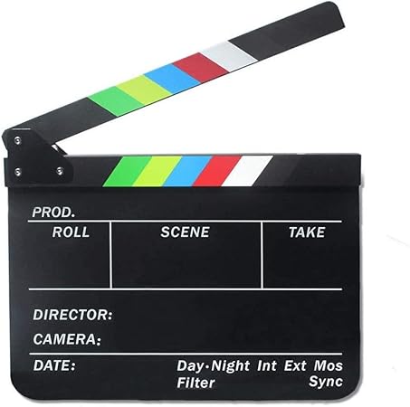 Claquete Diretor Clapper Board 2.5 Acrílico com Varas Coloridas (Preta)