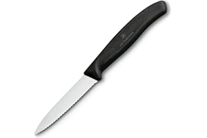 Victorinox KC96634 6.7633, Blac 3.25 Inch Swiss Classic Paring Knife with Serrated Edge, Spear Point, Black, 3.25"