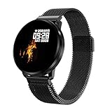 GOKOO Smart Watch for Men Women with All-Day Heart Rate Blood Pressure Full Touchscreen Stopwatch Sleep Monitor Waterproof Calorie Counter,Black